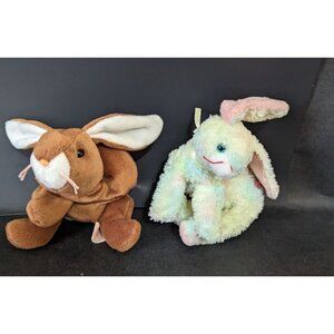TY Beanie Babies Bunny rabbit lot of 2  Cottonball  2001 Ears 1995 8 inch